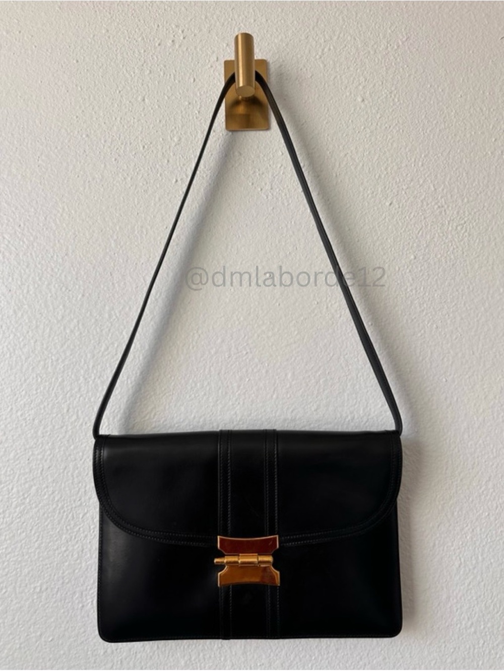 Vintage Hermès Cécile Box Calf Black Shoulder & Clutch Bag W/Box/Dustbag - Picture 3 of 16